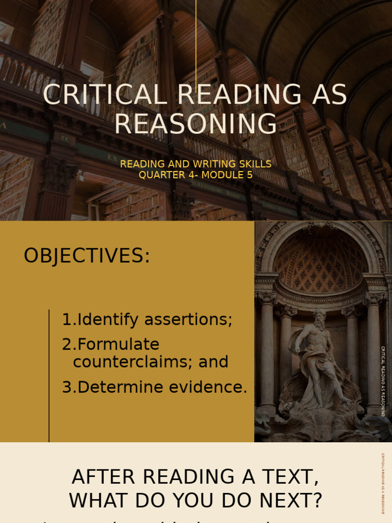 Critical Reading and Reasoning Skills | PDF | Reason | Cognition