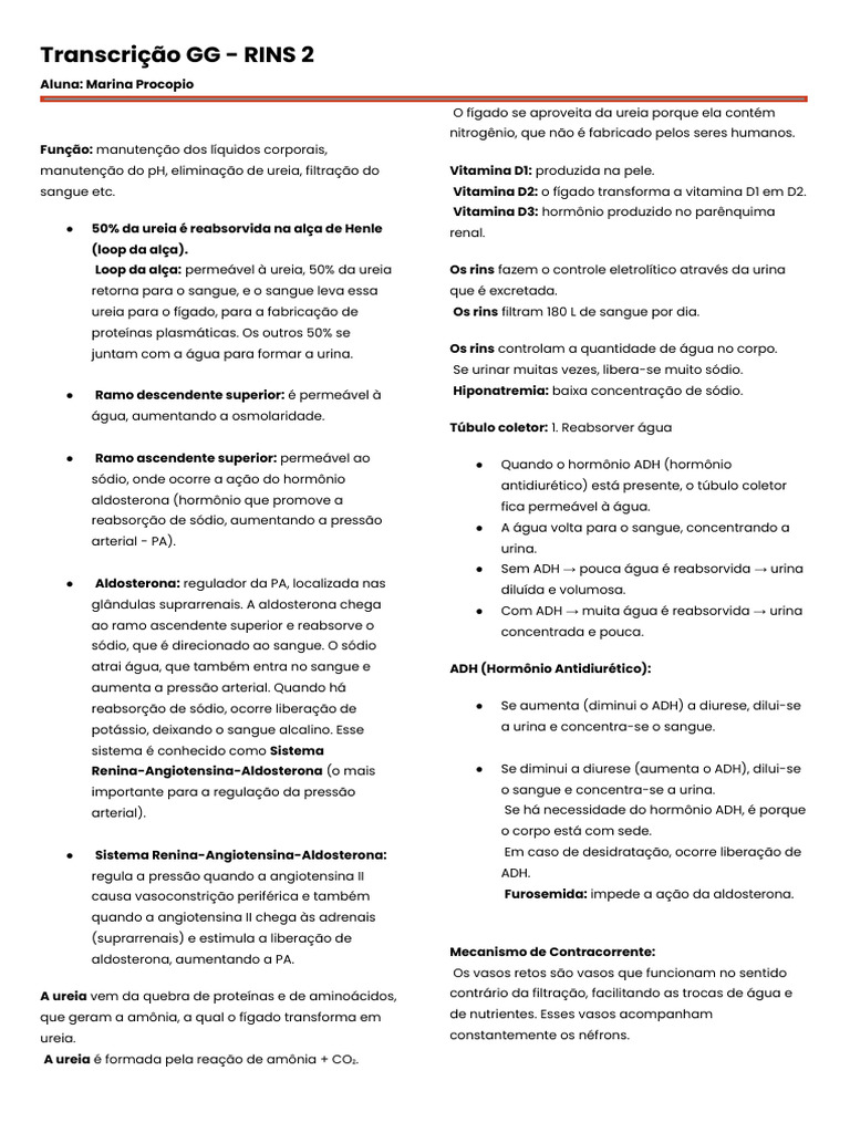 Funções e Regulação dos Rins | PDF | Rim | Sistema endócrino