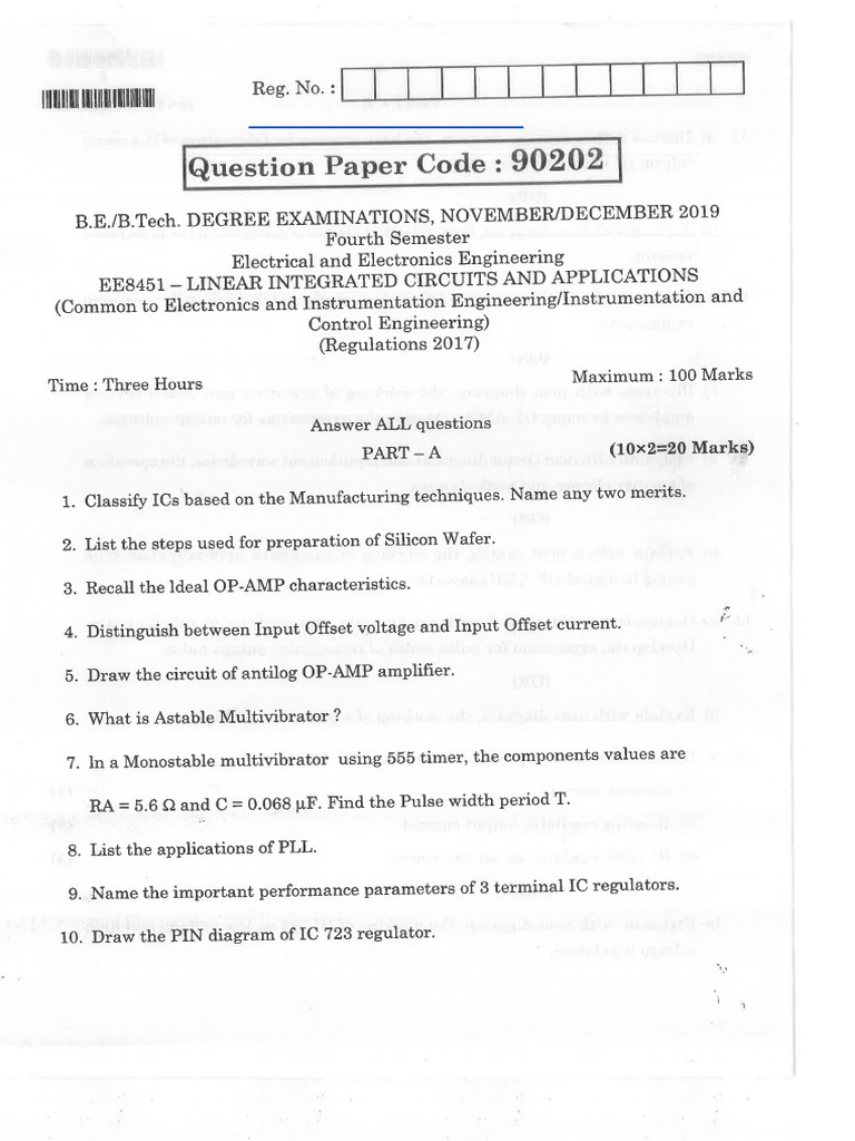 Ee3402 Linear Integrated Circuits 6 Pdf Engineering Electrical