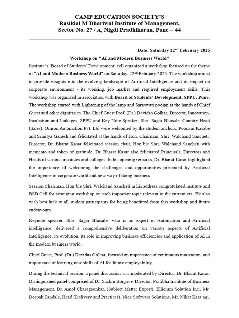 AI Workshop Report - Compressed | PDF | Artificial Intelligence ...