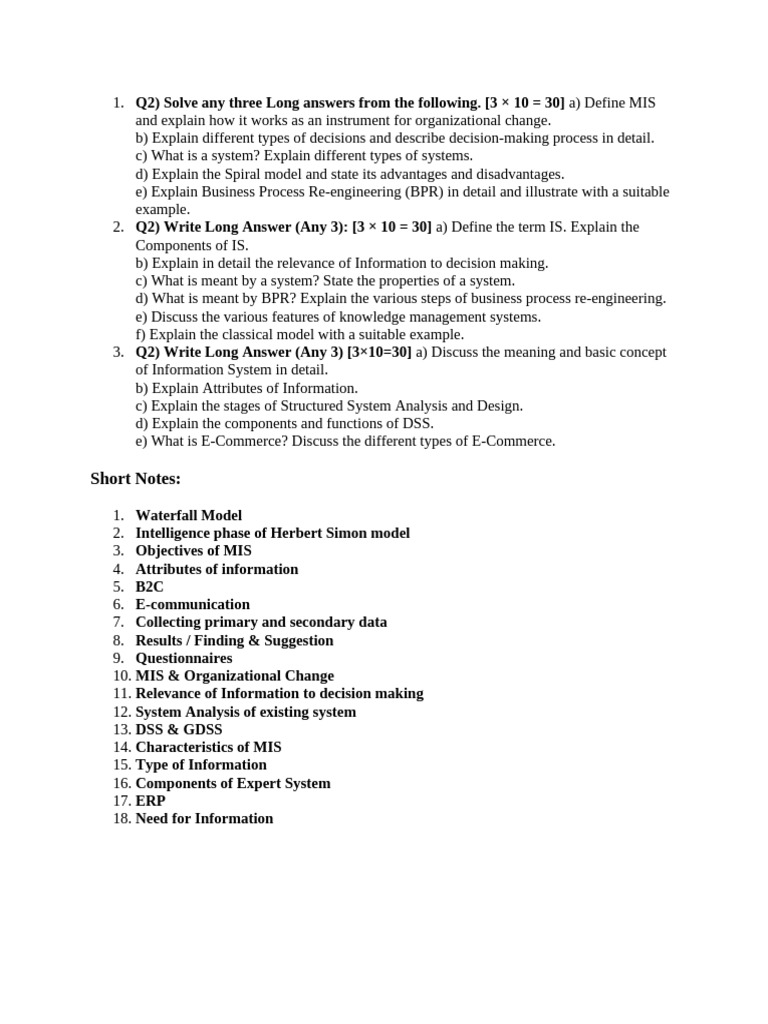 Mis Question | PDF
