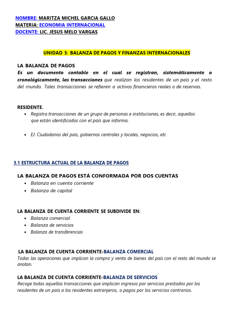 Estructura y Tipos de Balanza de Pagos | PDF | Tipo de cambio | Moneda
