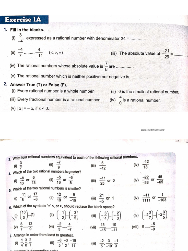 Rational Numbers. | PDF