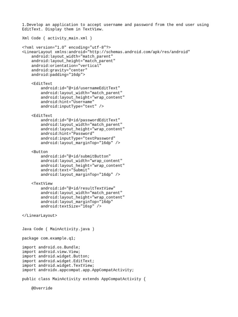 Android Login App with Username Display | PDF | Android (Operating ...