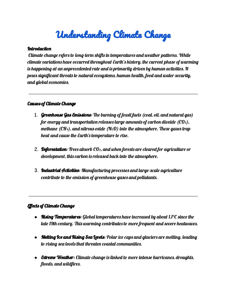 Understanding Climate Change Causes & Effects | PDF | Climate Change ...