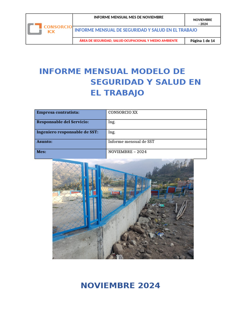Informe Mensual de SST - Noviembre 2024 | PDF | Seguridad y salud ...
