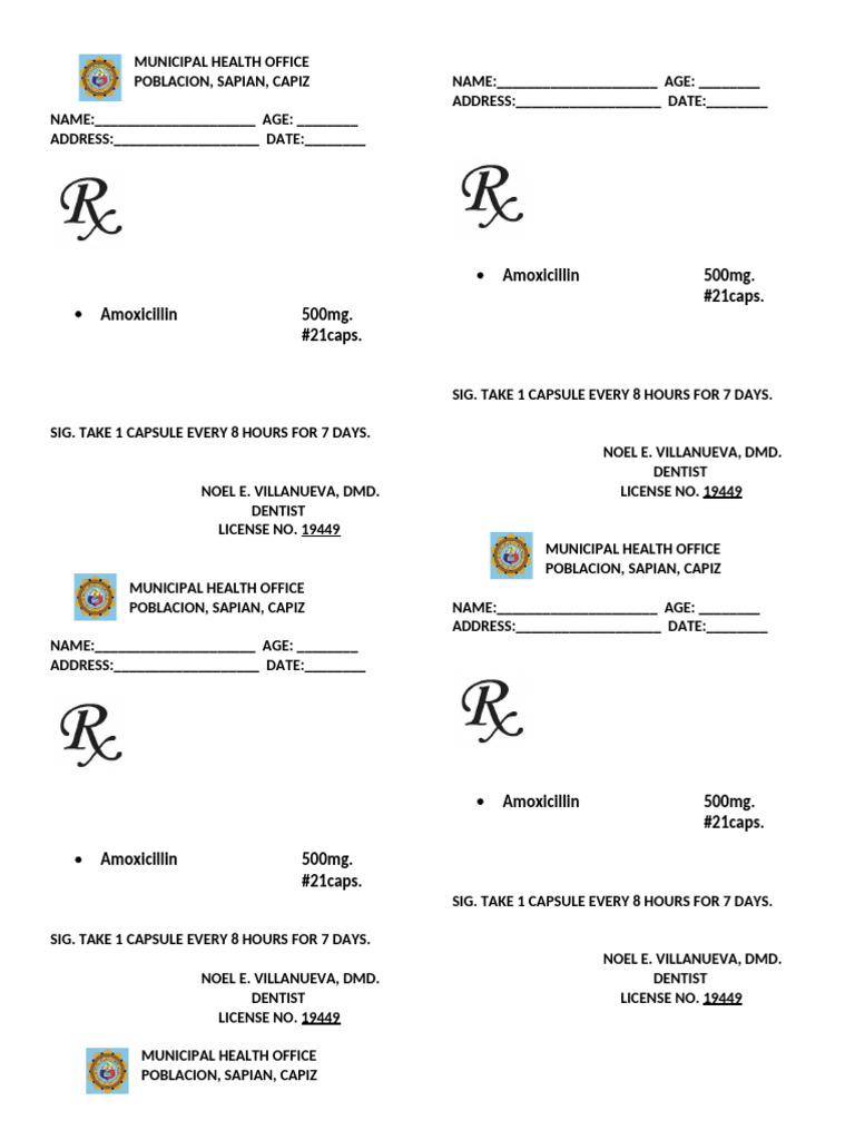 Amoxicillin Prescription Template | PDF