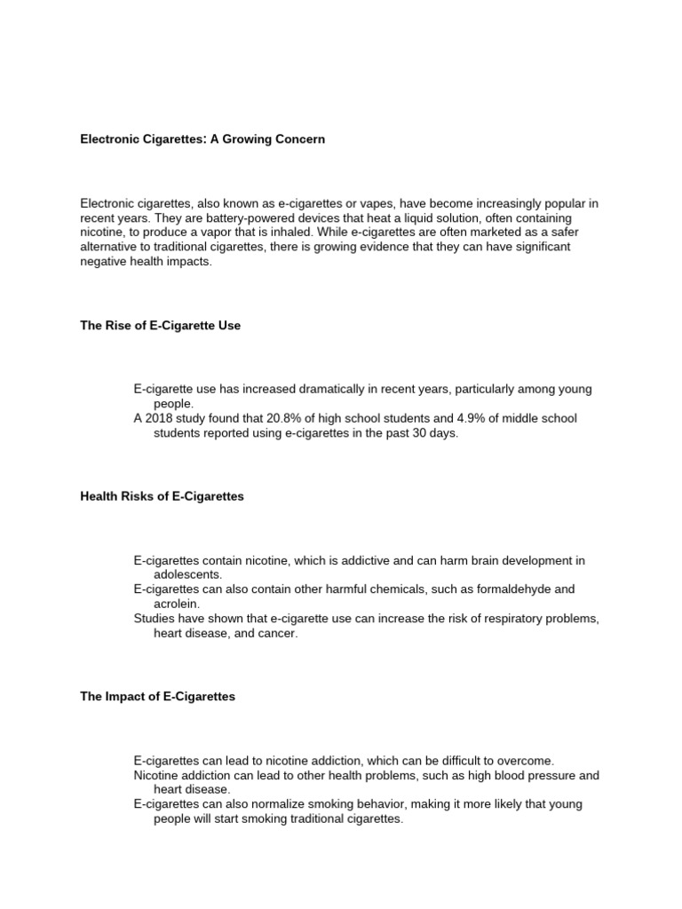 E-Cigarettes: Health Risks and Prevention | PDF