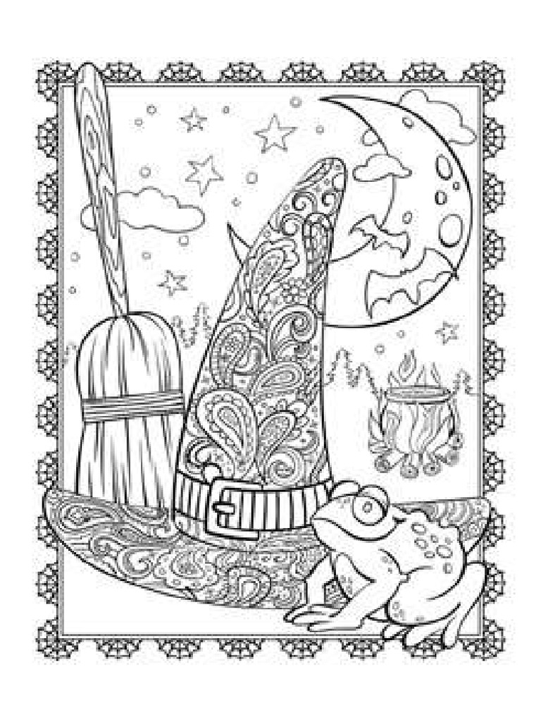 Free Witchs Hat Coloring Page | PDF