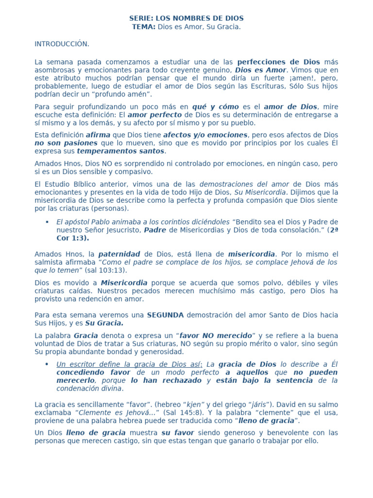 Amor y Gracia de Dios en la Biblia | PDF | Gracia divina | Dios