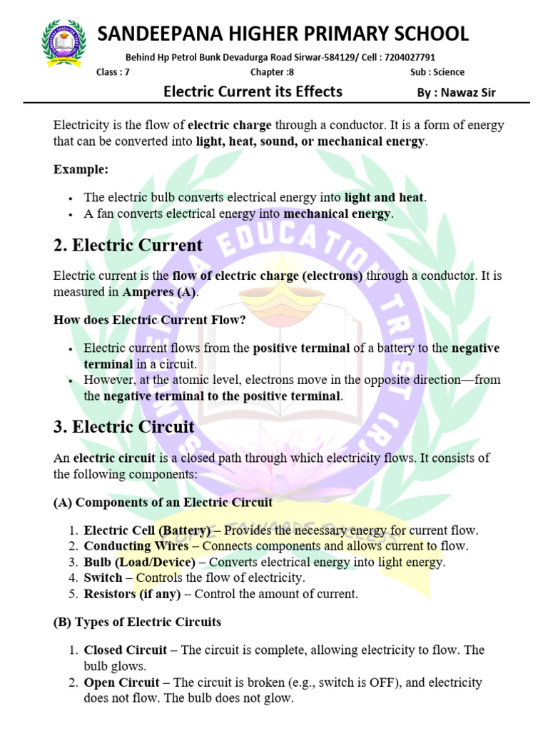 Effects of Electric Current Explained | PDF | Electric Current ...