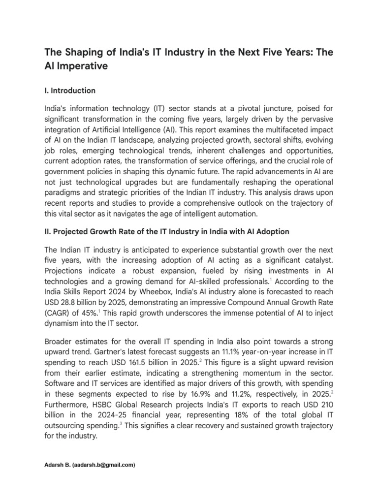 AI's Transformative Role in India's IT Sector | PDF | Artificial ...