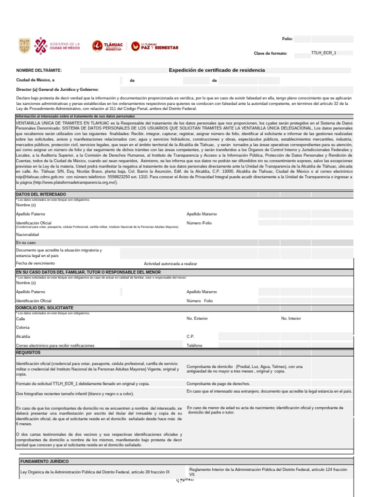 Certificado de Residencia CDMX | PDF