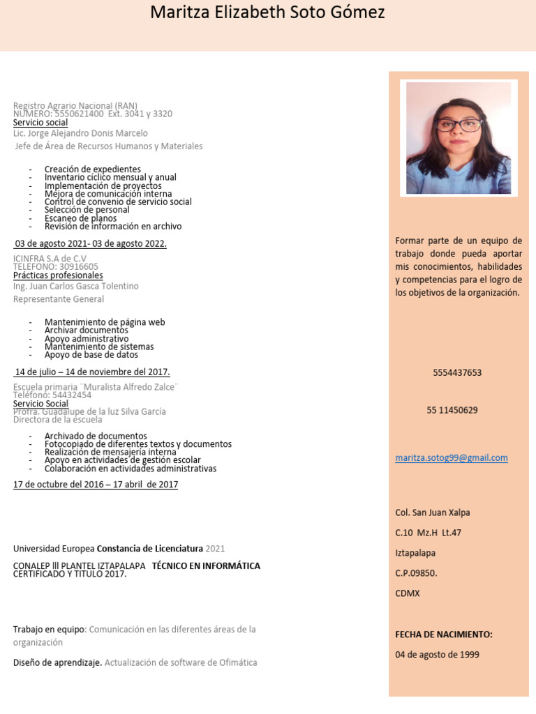 Experiencia y Formación de Maritza Soto | PDF | Informática