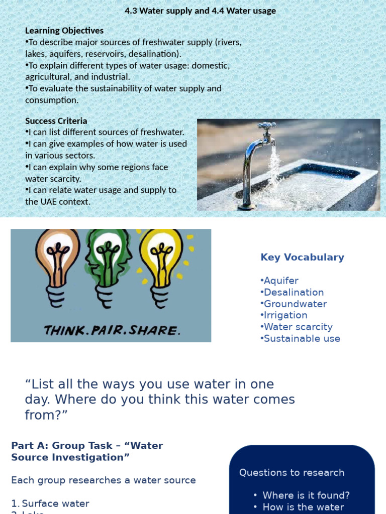 2) 4.3 Why Humans Need Water 4.4 Main Sources of Fresh Water | PDF ...
