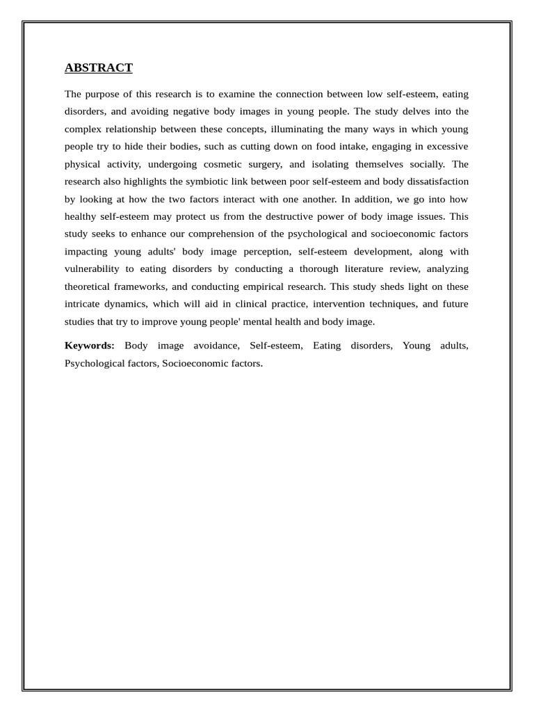 Body Image, Self-Esteem, and Eating Disorders | PDF | Eating Disorder ...