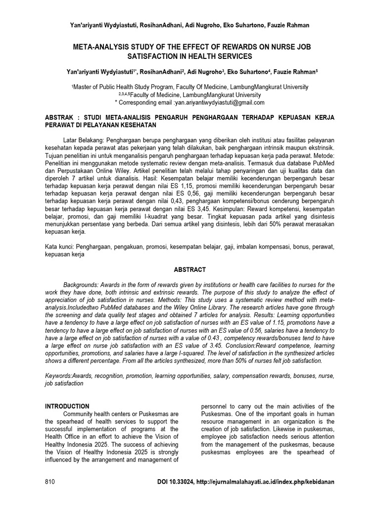 Impact of Rewards on Nurse Satisfaction | PDF | Job Satisfaction ...