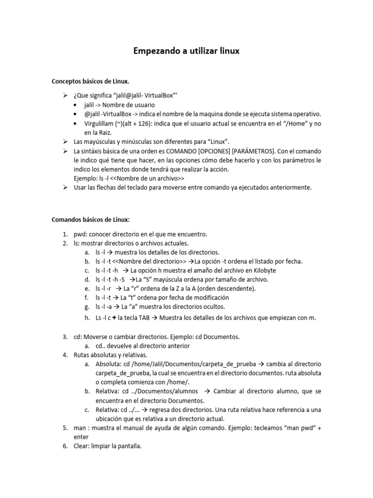 Comandos Básicos de Linux | PDF | Archivo de computadora | Directorio ...