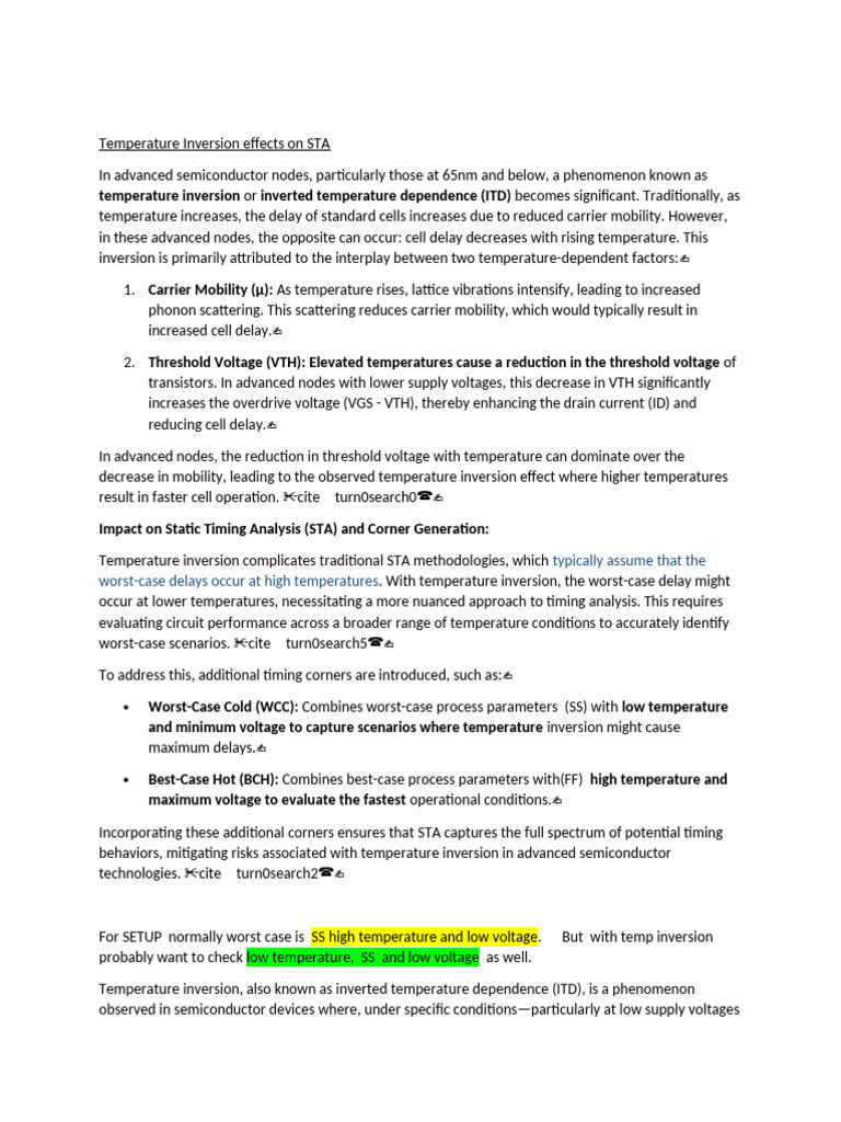 Temperature Inversion in VLSI Timing Analysis | PDF | Semiconductor ...