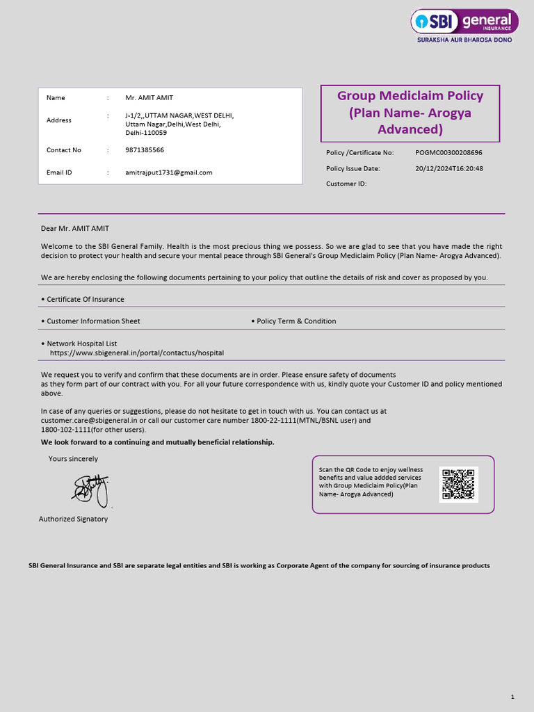 Amit Sector 12 Aarogya Advance | PDF | Insurance | Non Disclosure Agreement