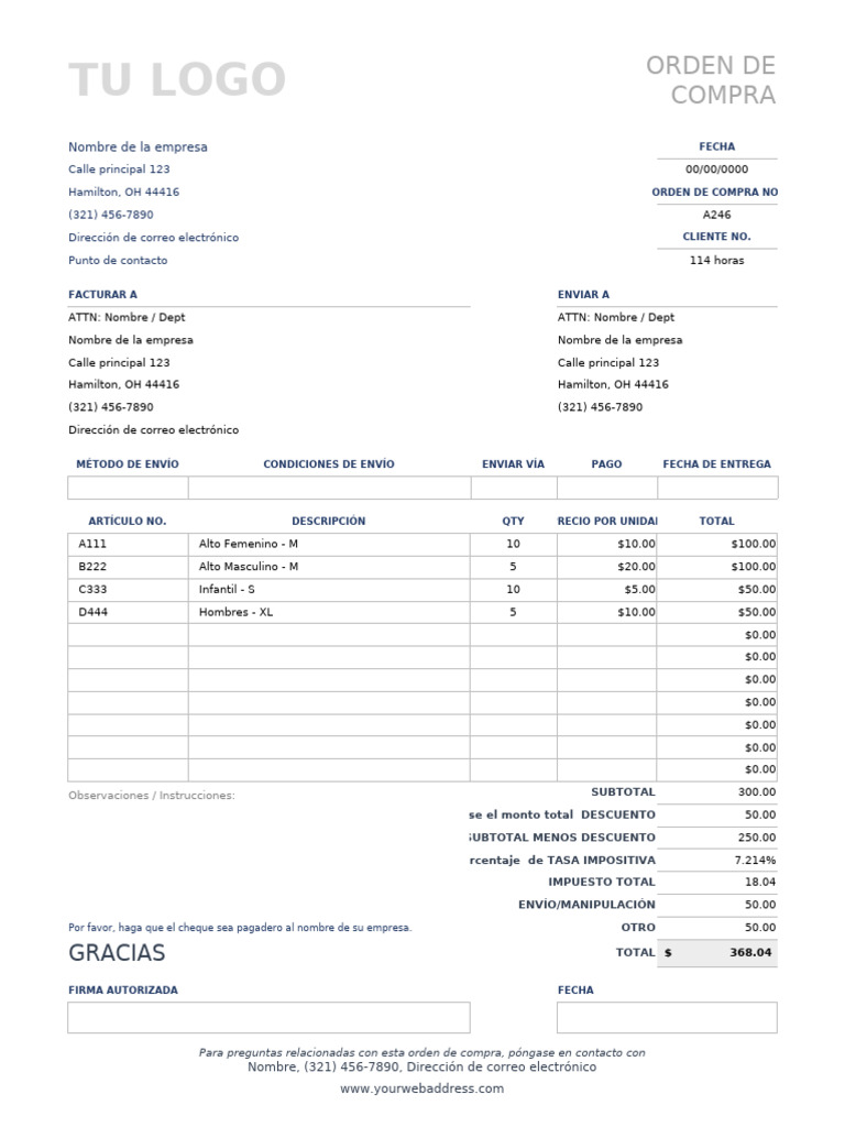 Orden de Compra Detallada y Totalizada | PDF