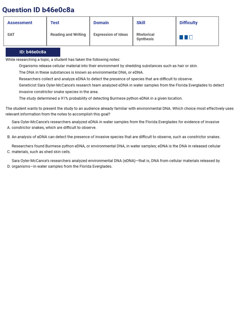 Rhetorical Synthesis - Medium - For Student - 86 Questions | PDF ...