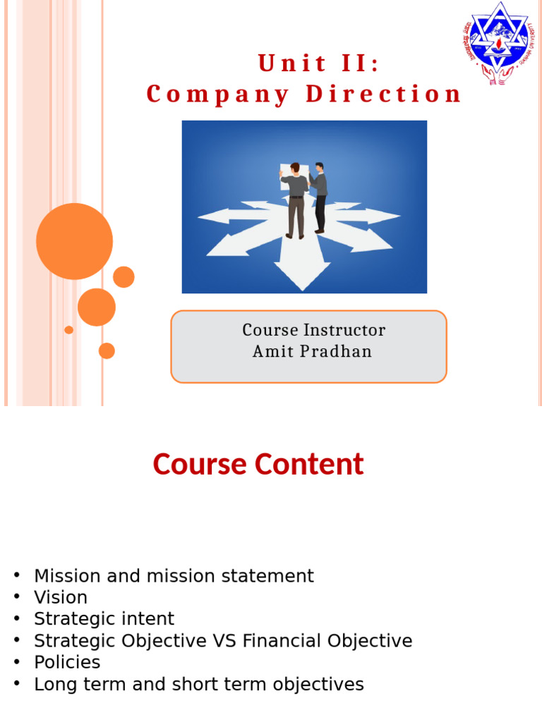 Unit - 2 Company Direction | PDF | Policy | Goal