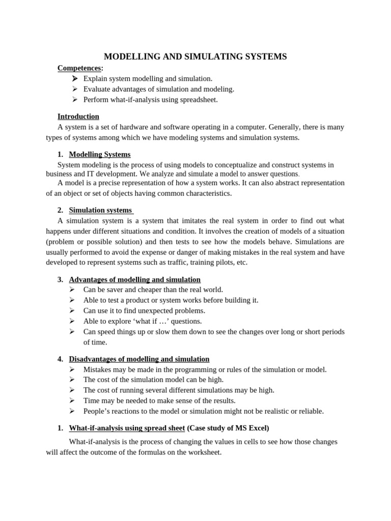 MODELLING AND SIMULATING SYSTEMS | PDF | Simulation | Microsoft Excel