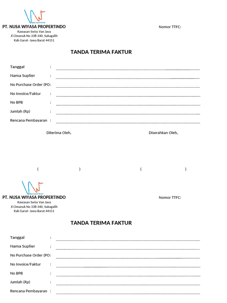 Tanda Terima Faktur PDF