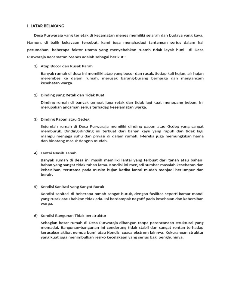 Rehabilitasi Rumah Tidak Layak Huni | PDF