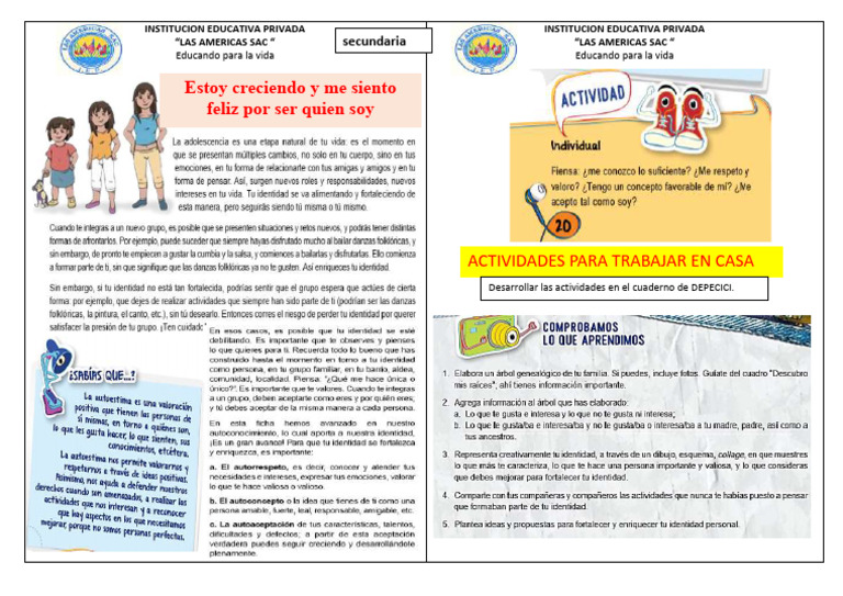 FICHA -- Estoy Creciendo y Me Siento Feliz Por Ser Quien Soy | PDF
