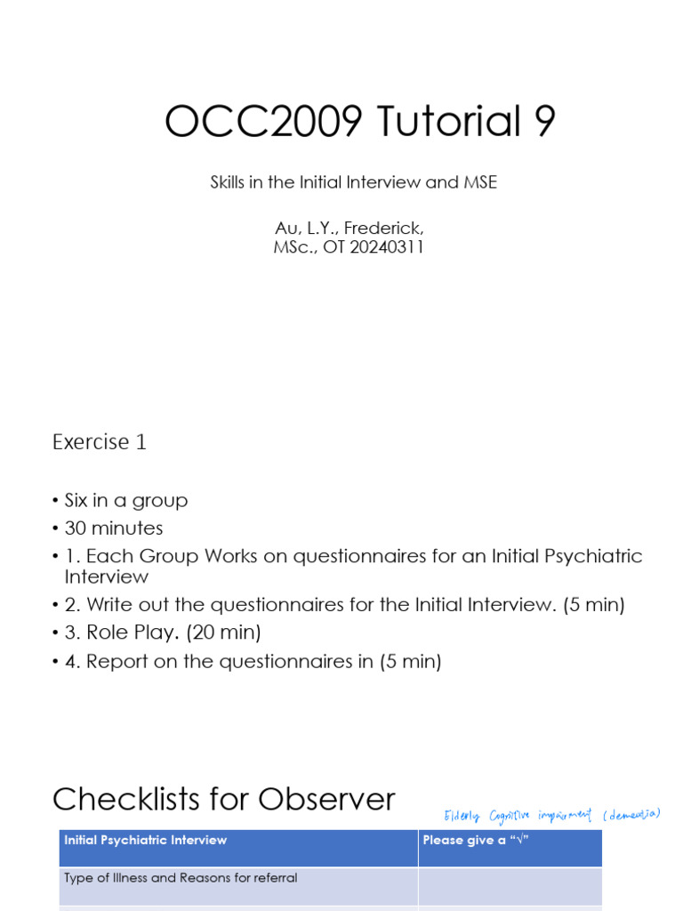 Initial Psychiatric Interview Skills Guide | PDF | Mental Disorder | Mind