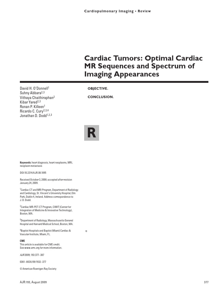 Abbara Et Al 2012 Cardiac Tumors Optimal Cardiac MR Sequences and ...