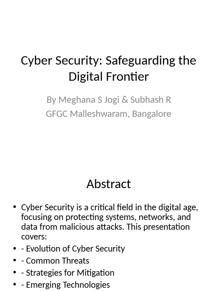 Cyber Security: Protecting Digital Assets | PDF | Security | Computer ...