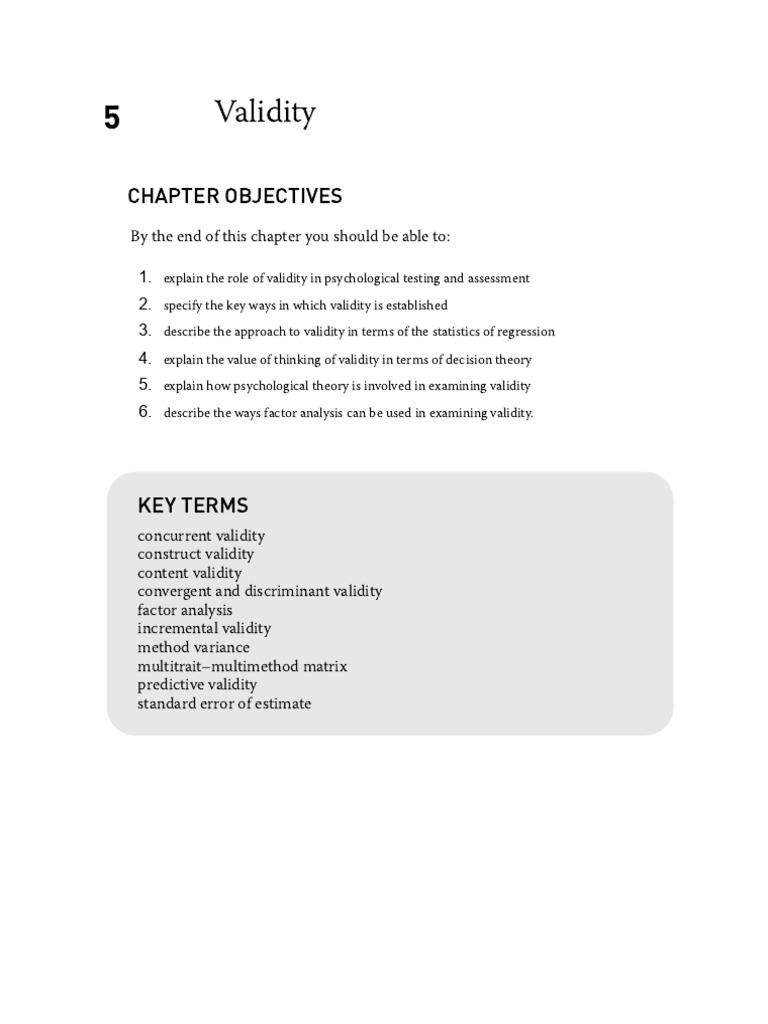 Psychological Testing and Assessment 3e Ebook - (Chapter 5 Validity ...