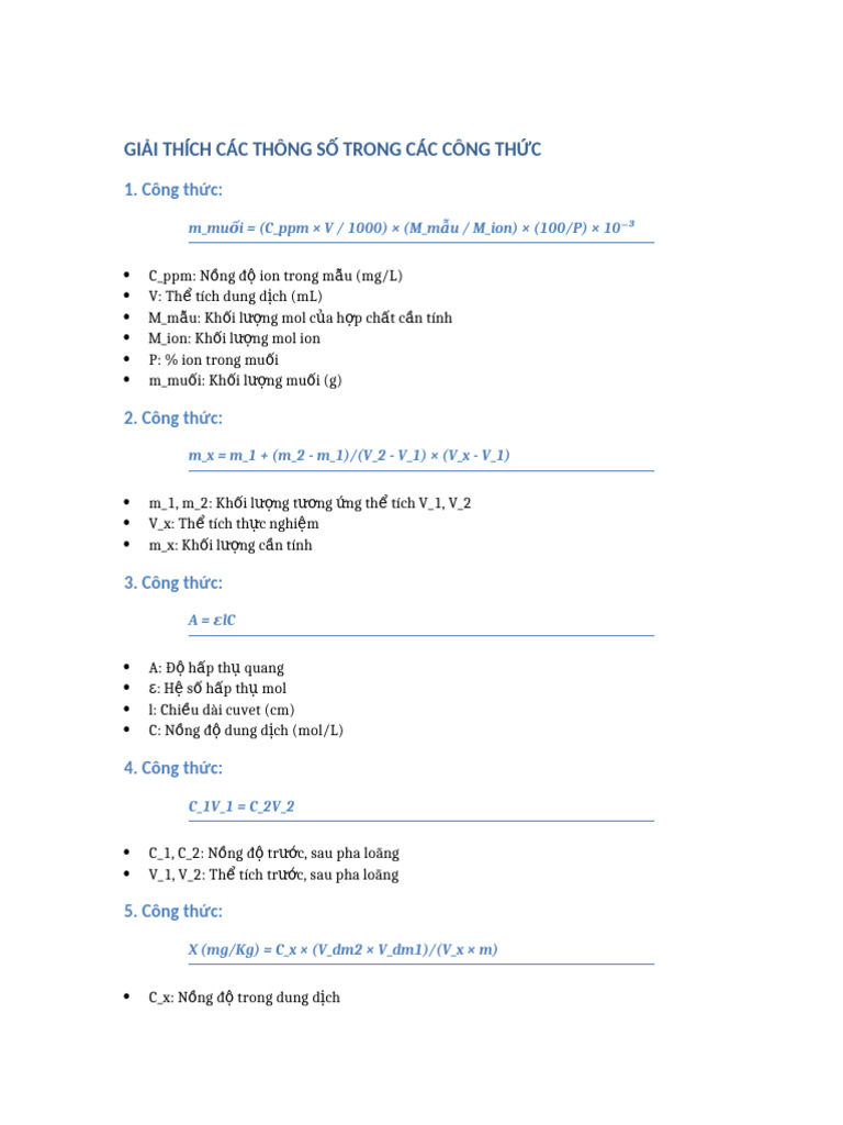 Giai Thich Cong Thuc | PDF