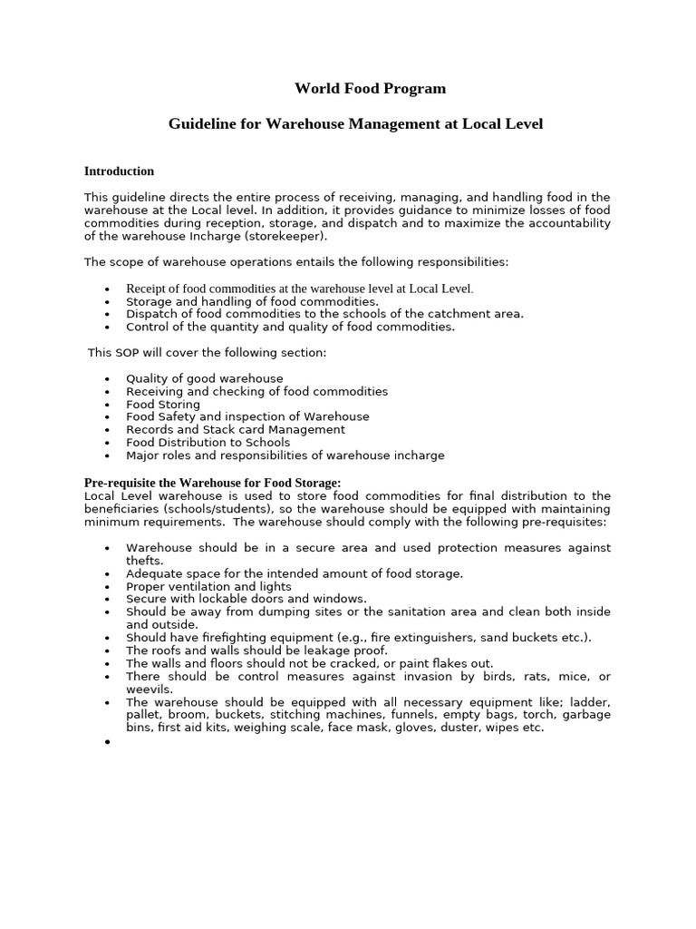 Warehouse Management Guidelines | PDF | Warehouse | Pallet