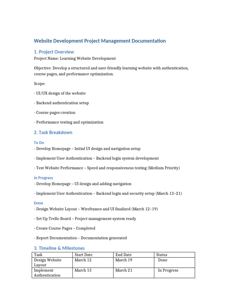 Website Development Documentation | PDF