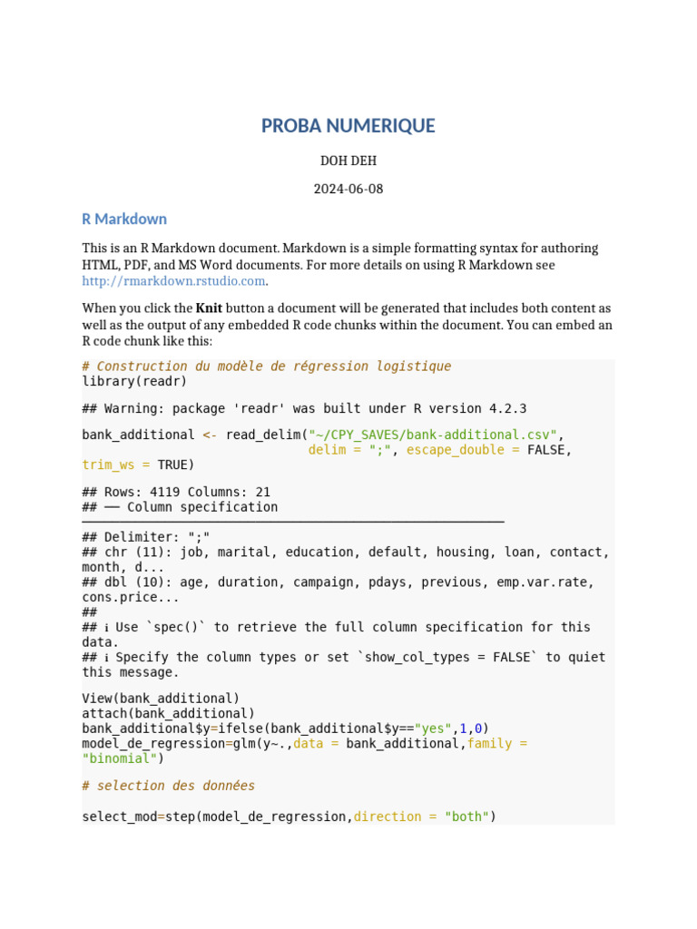 Logistic Regression Model in R | PDF