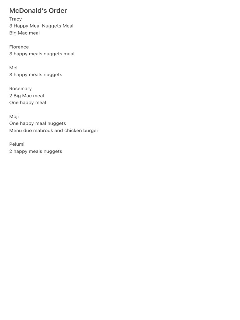McDonald's Order Summary | PDF