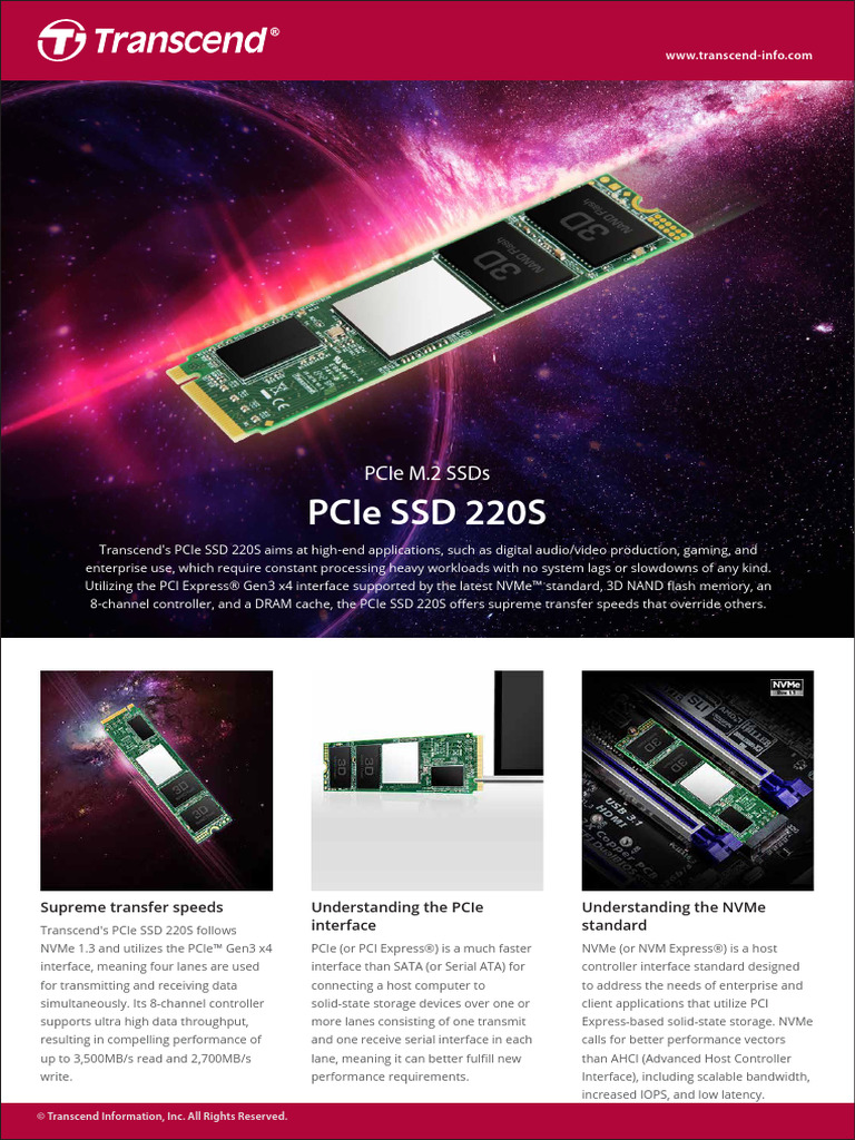 Transcend 220S PCIe SSD Overview | PDF | Solid State Drive | Electronics