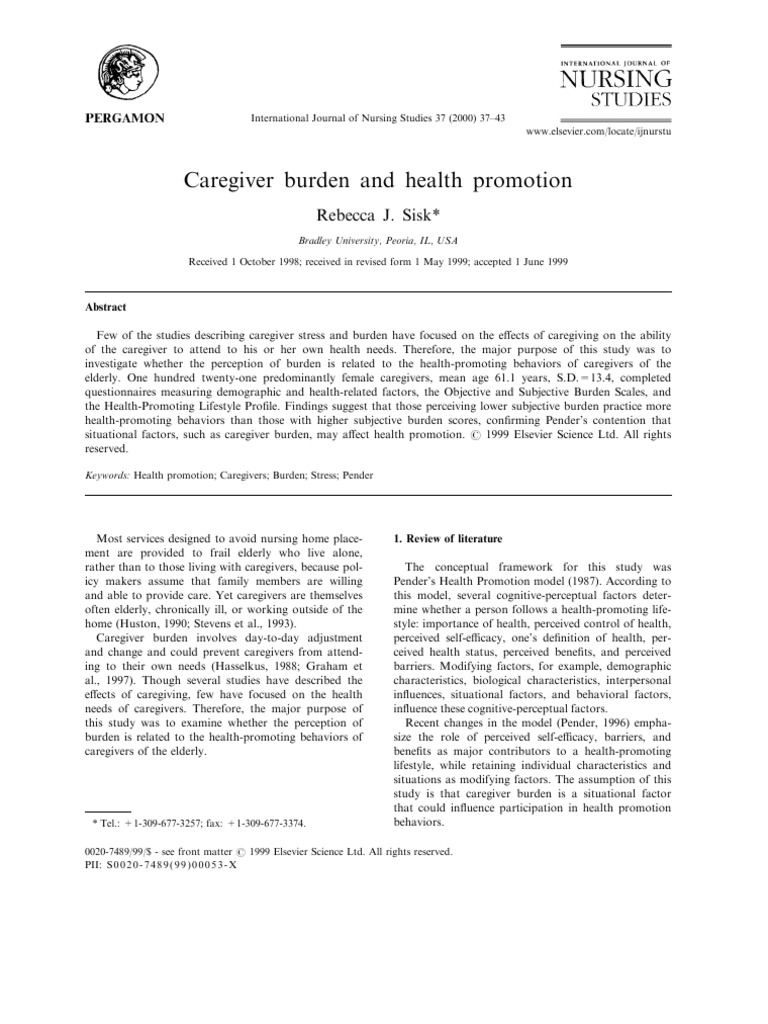 Caregiver Burden and Health Behavior | PDF | Caregiver | Stress (Biology)