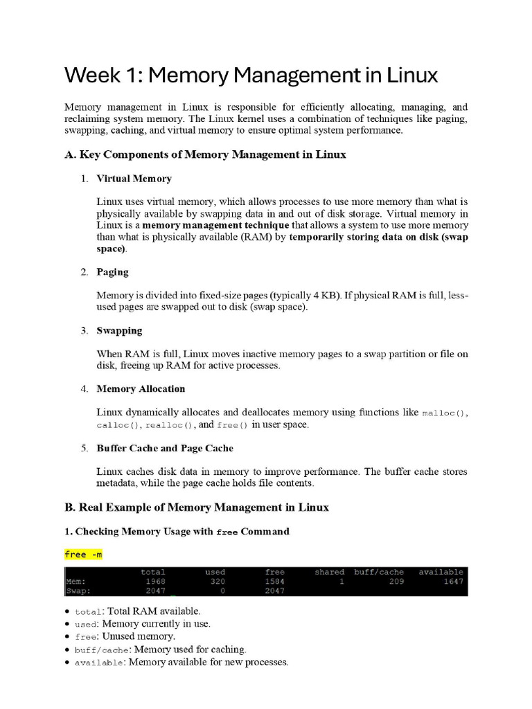 Week 1 - Memory Management - For Student | PDF