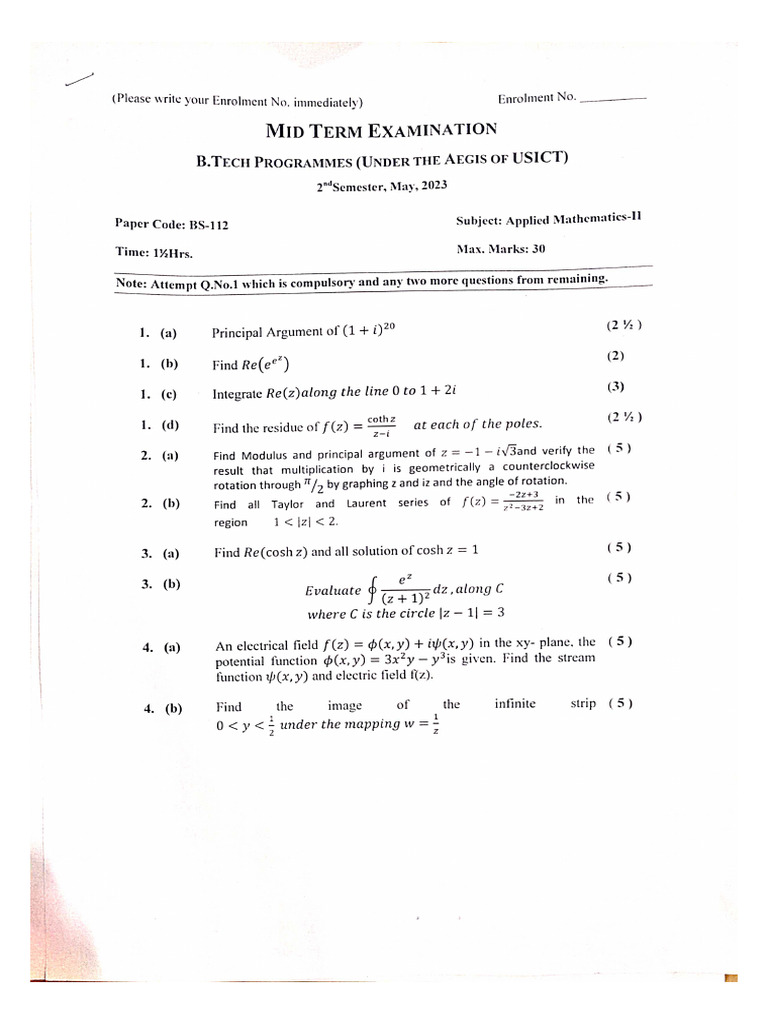 Applied Mathematic Mid Sem PYQs | PDF