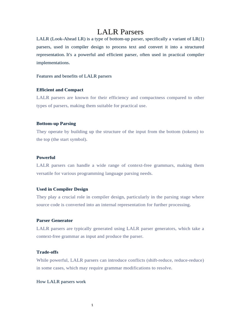 LALR Parser Overview and Example | PDF | Parsing | Metalogic