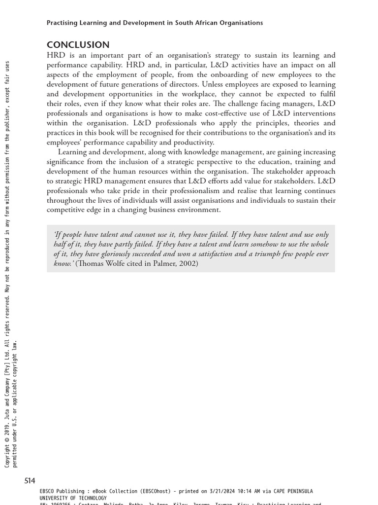 Learning & Development in SA Organizations | PDF | Economies | Business