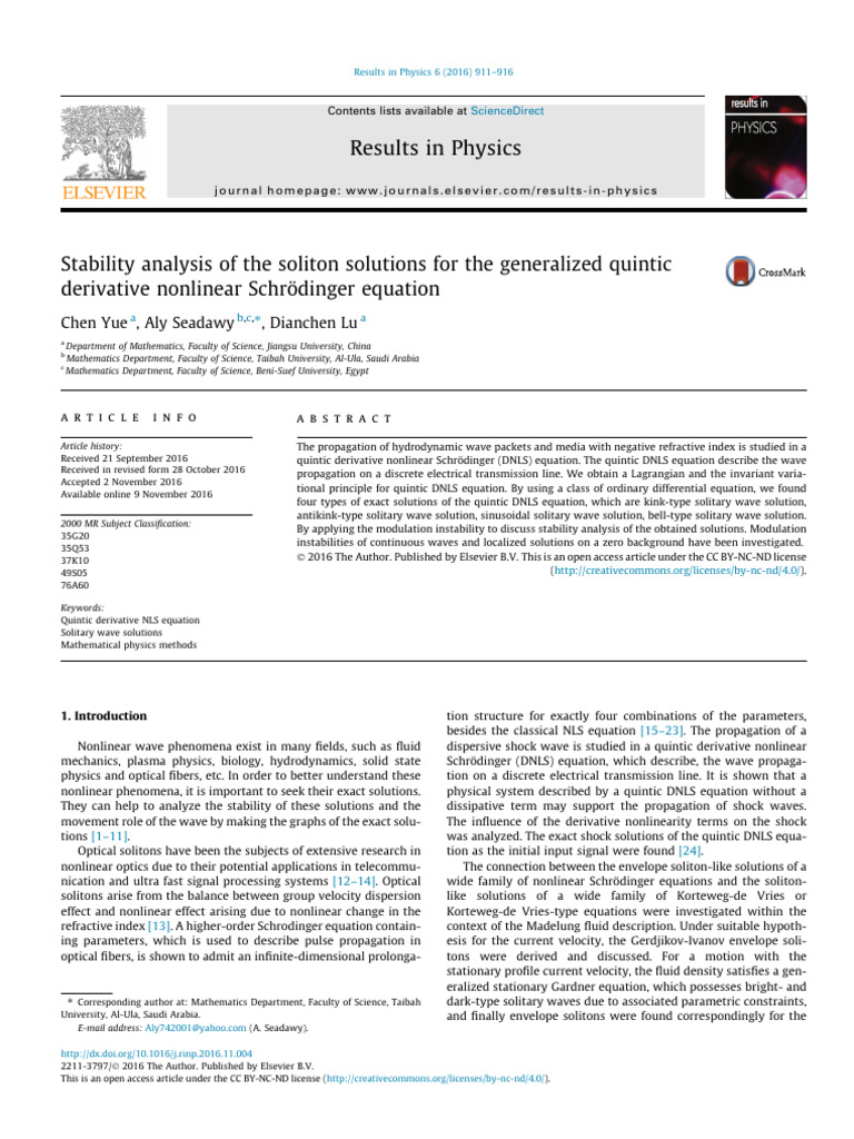 K4 Stability Analysis of The Soliton Solutions For The Generalized ...