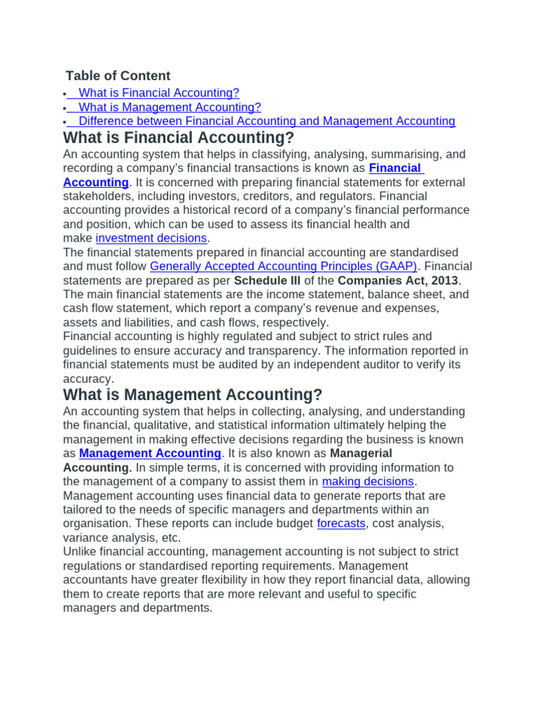 Financial vs Management Accounting | PDF | Financial Accounting ...