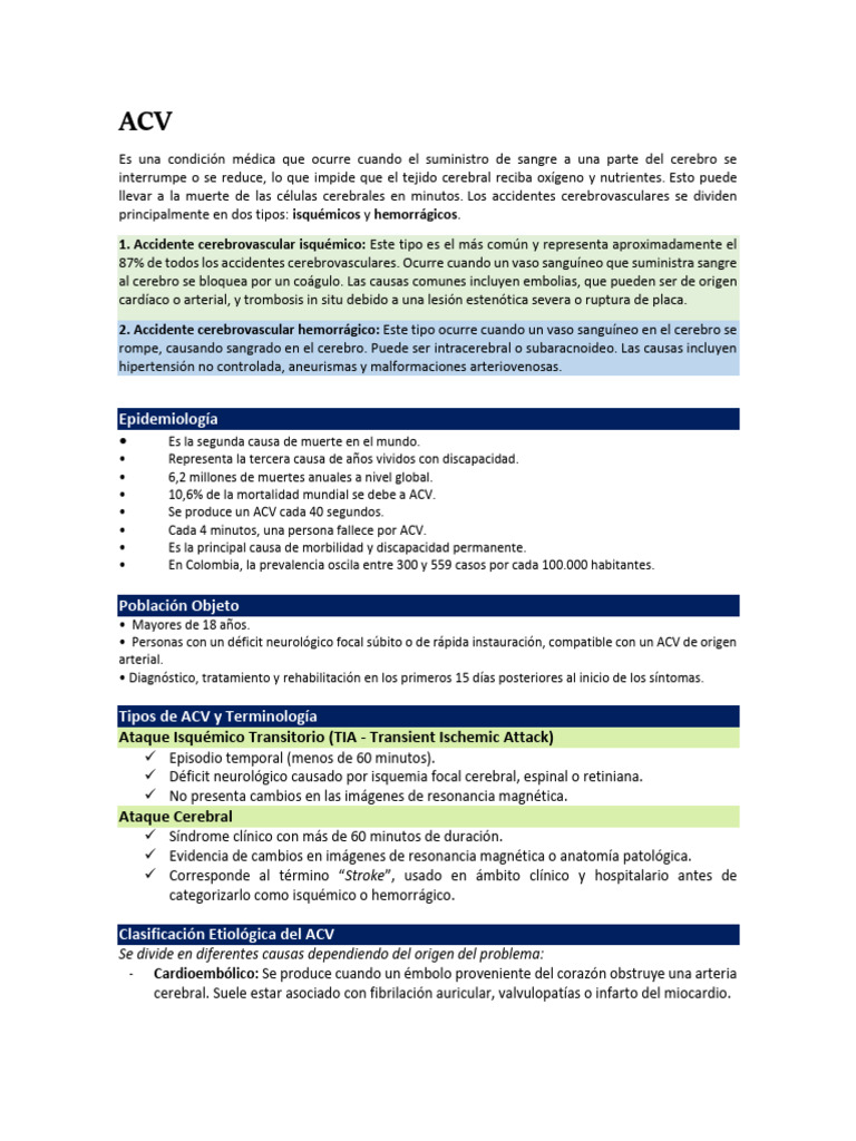 ACV - Med Interna | PDF | Carrera | Enfermedades y trastornos humanos