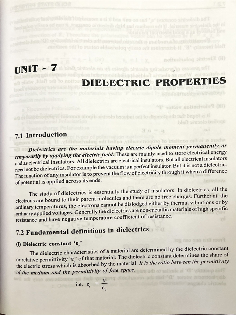 Unit 3 - Dielectric Properties | PDF
